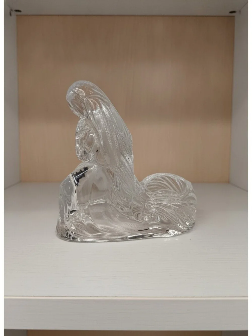 Vintage Clear Crystal Praying Angel Candle Holder Tealight Votive Figurine
